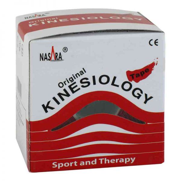 Nasara Kinesio Tape 5 cmx5 m rot inkl.Spenderbox (1 stk)