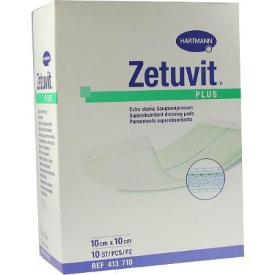 Zetuvit Plus extrastarke Saugkomp.ster.10x10 cm (10 stk)