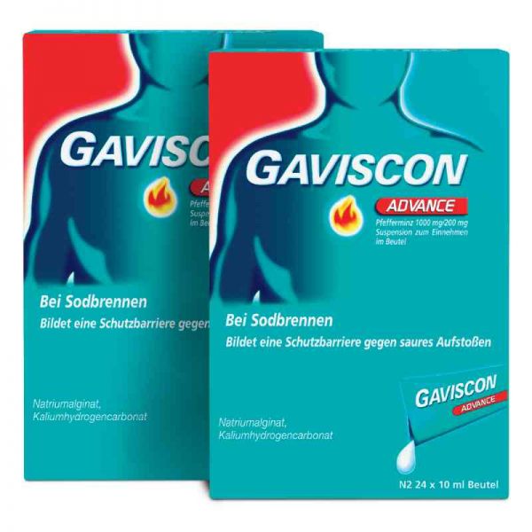 Gaviscon Advance Pfefferminz 1000mg/200mg Dosierbeutel (2x24X10 ml)