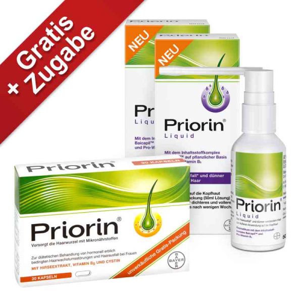 Priorin Liquid Pumplösung bei Haarausfall + 30er Kapseln GRATIS (2x50 ml)