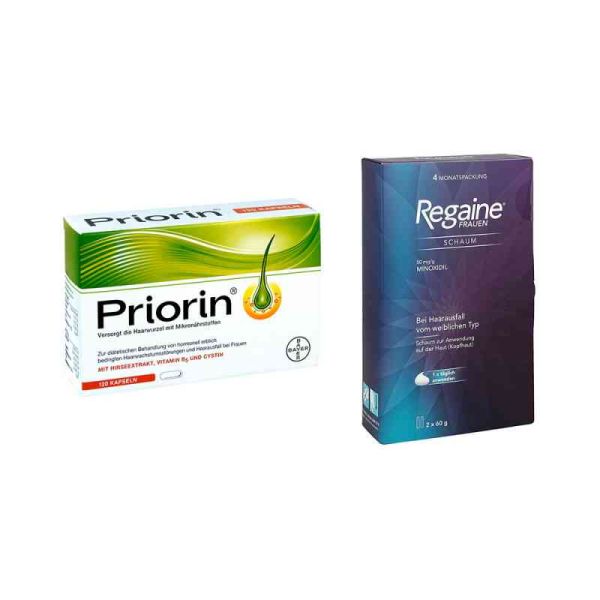 Priorin Neu Kapseln bei Haarausfall + Regaine Frauen Schaum 50 m (1 Pck)