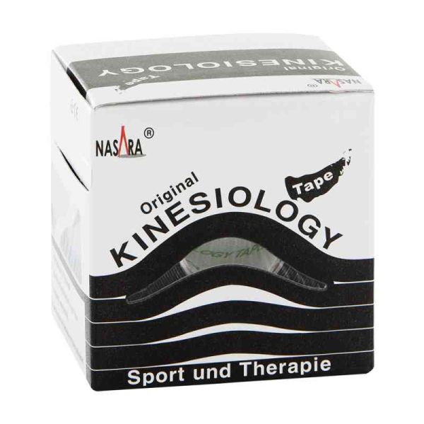 Nasara Kinesio Tape 5 cmx5 m schwarz inkl.Spenderbox (1 stk)