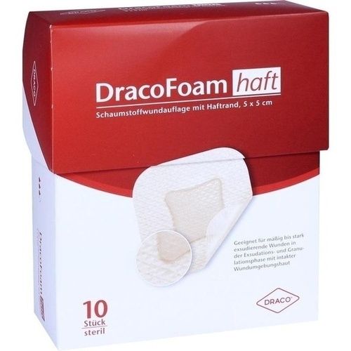 DracoFoam Haft Schaumstoff Wundauflage 5x5cm, 10 ST