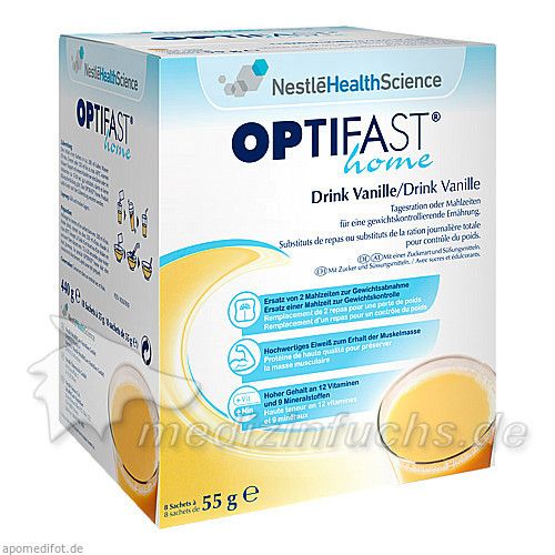 OPTIFAST home Drink Vanille, 8X55 G