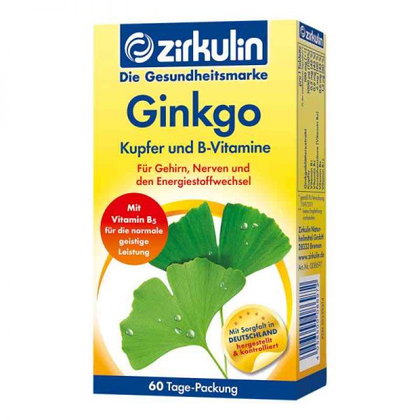 Zirkulin Ginkgo Kupfer und B-vitamine Tabletten (60 stk)