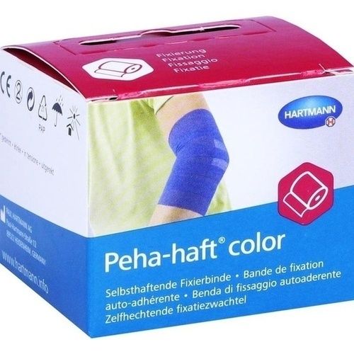 Peha-haft Color Fixierbinde latexfrei 4cmx4m blau, 1 ST