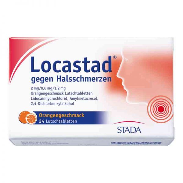 Locastad gegen Halsschmerzen 2mg/0,6mg/1,2mg Orange (24 stk)