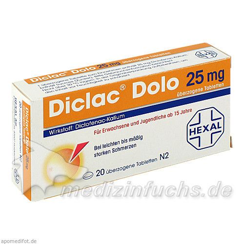 Diclac Dolo 25mg überzogene Tabl., 20 ST