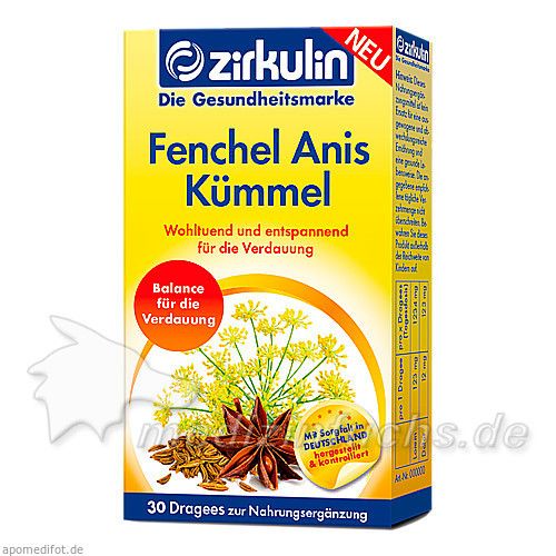 Zirkulin Fenchel Anis Kümmel Dragees, 30 ST