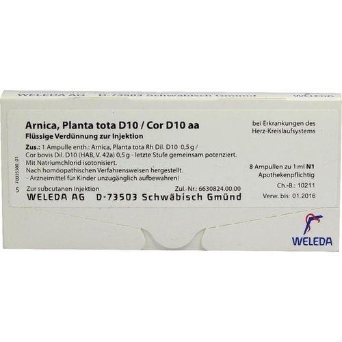 ARNICA PLANTA T D10 COR, 8X1 ML