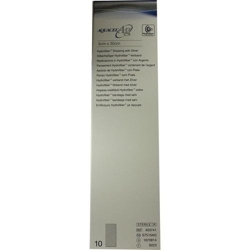 Aquacel-Ag 4x30cm Hydrofiberverband mit Silber, 10 ST