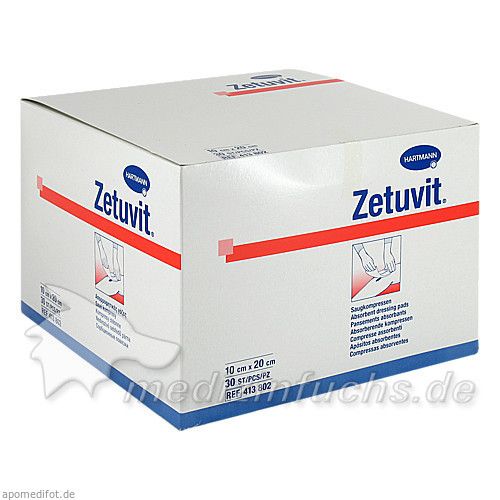 ZETUVIT Saugkompressen unsteril 10x20 cm, 30 ST