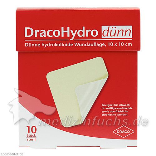 DracoHydro dünn Hydrokoll. Wundauflage 10x10cm, 10 ST