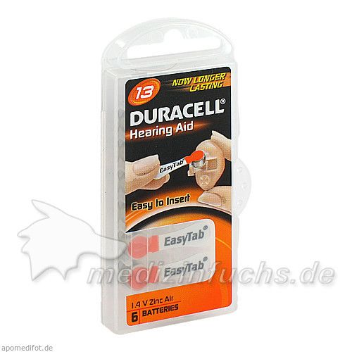 DURACELL 13 Easy TAB Hörgerätebatterie, 6 ST