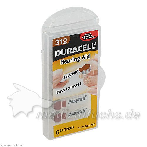 DURACELL 312 Easy TAB Hörgerätebatterie, 6 ST