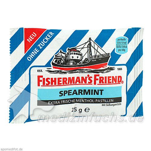 FISHERMANS FRIEND SPEARMINT OHNE ZUCKER, 25 G