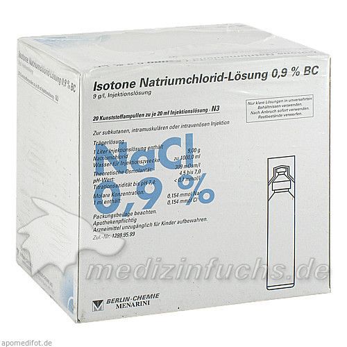 Isotone NaCl Lösung 0.9% BC Plast, 20X20 ML