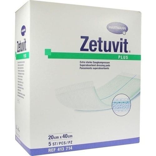 ZETUVIT Plus extrastarke Saugkompr.steril 20x40 cm, 5 ST