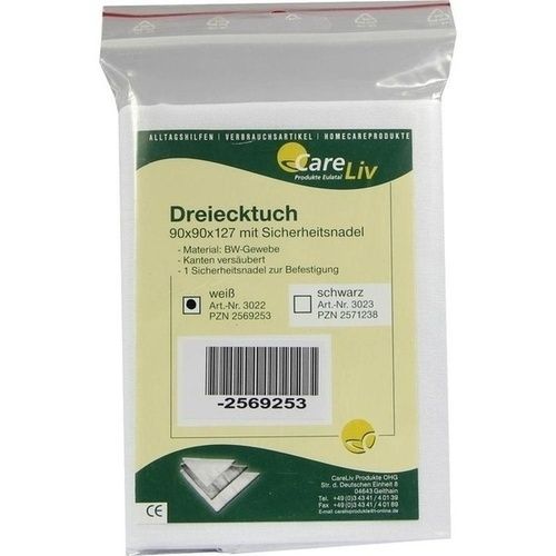 Dreiecktuch BW weiß 90x90x127 m. Sicherheitsnadel, 1 ST