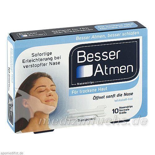 Besser Atmen Nasenstrips transparent normale Größe, 10 ST