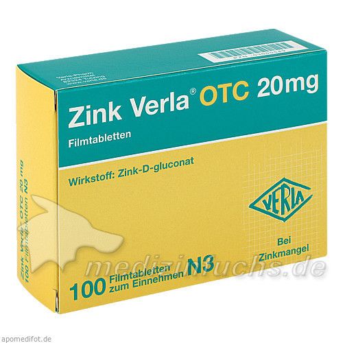 ZINK VERLA OTC 20 mg Filmtabletten, 100 ST