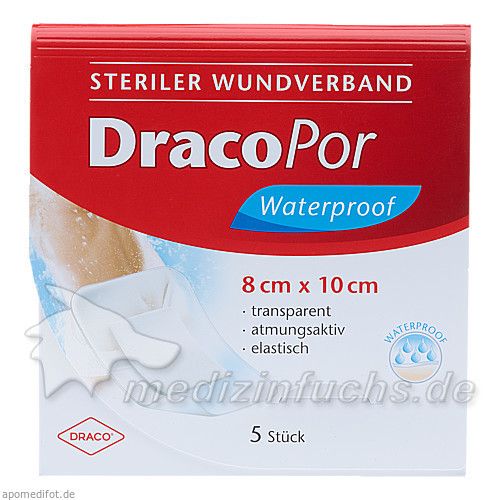 Dracopor Waterproof Wundverband steril 8cmx10cm, 5 ST