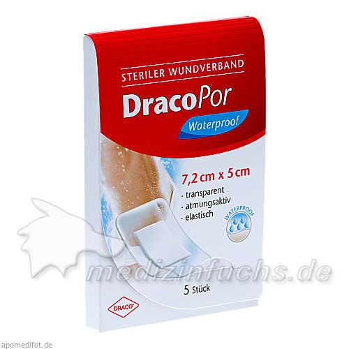 Dracopor Waterproof Wundverband steril 5cmx7.2cm, 5 ST