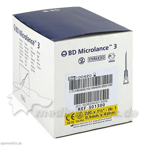 BD MICROLANCE 20G KAN 1 1/2, 100 ST