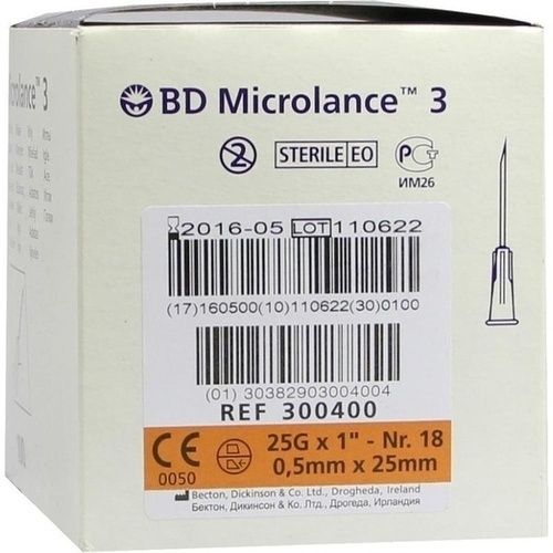 BD MICROLANCE 25G KAN 1, 100 ST