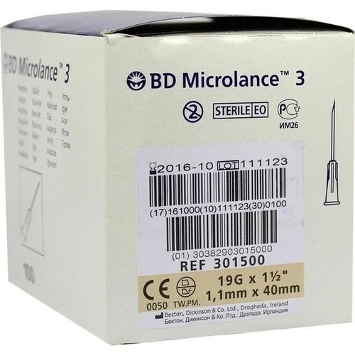 BD MICROLANCE 19G KAN 1 1/2, 100 ST