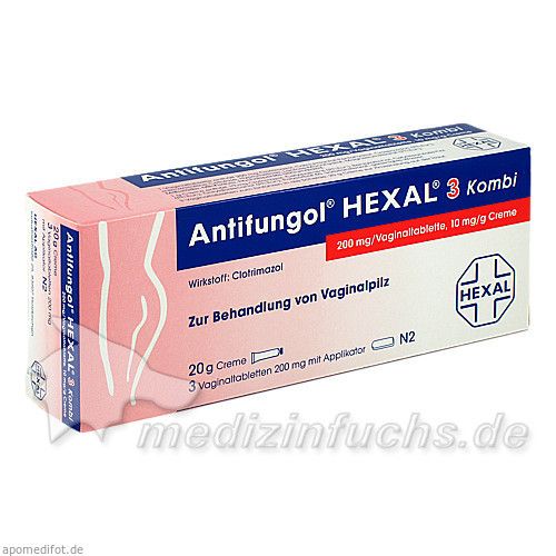 Antifungol HEXAL 3 KOMBI 3Vaginaltabl.+20g Creme, 1 P