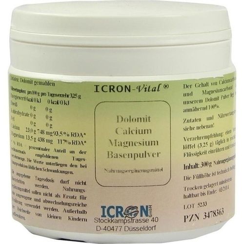 Dolomit Calcium Magnesium Basen Pulver Icron Vital, 300 G