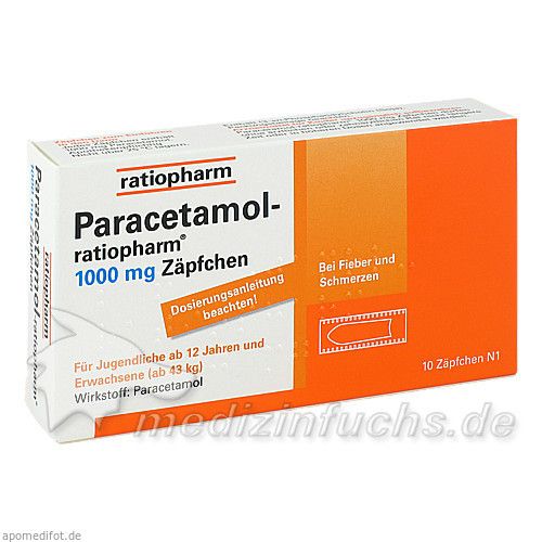 Paracetamol-ratiopharm 1000mg Zäpfchen, 10 ST