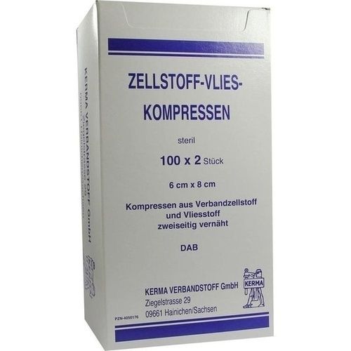 ZELLSTOFF VLIES KOMPRESSEN 6x8 cm steril, 100X2 ST