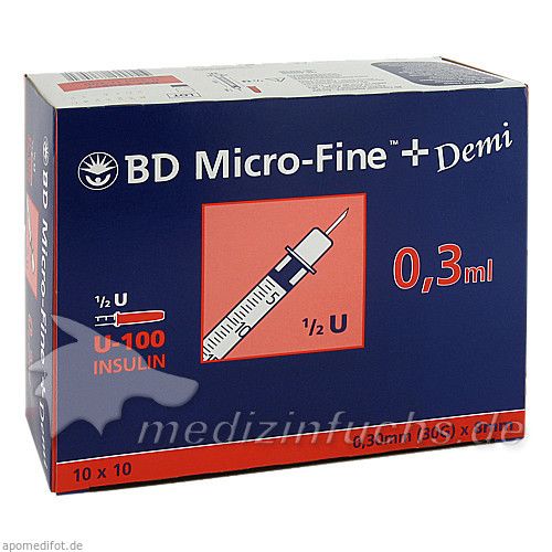 BD Micro-Fine+ U100 Demi 0.3x8mm, 100 ST