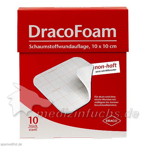 DracoFoam Schaumstoff Wundauflage 10x10cm, 10 ST