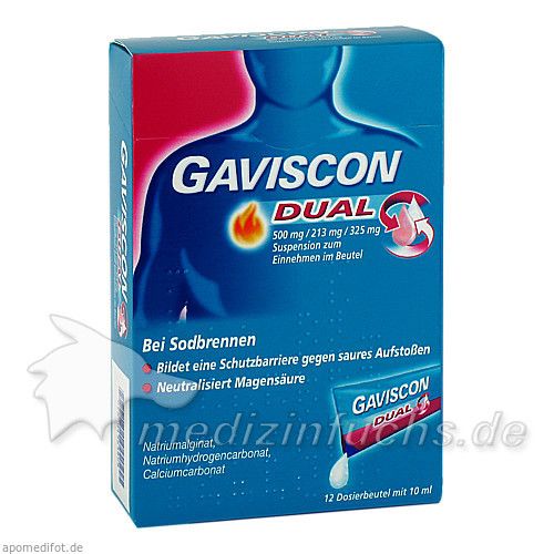 Gaviscon Dual 500mg/213mg/325mg, 12X10 ML