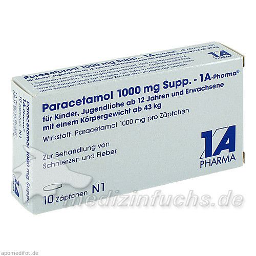 Paracetamol 1000mg Supp. - 1A-Pharma, 10 ST