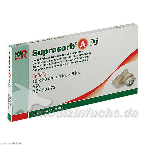 Suprasorb A+AG Antimikro Cal.-alginat Kompr.10x20, 5 ST