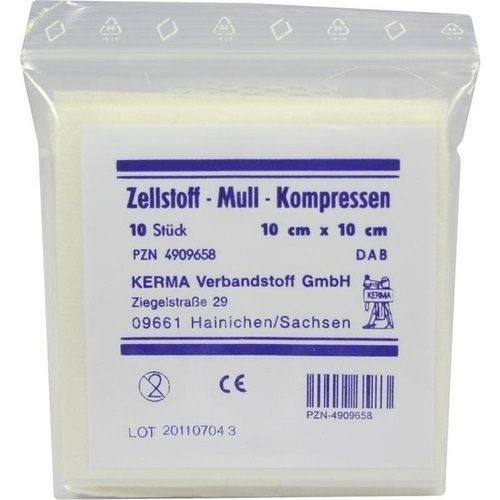 ZELLSTOFF MULLKOMPRESSEN 10x10 cm unsteril, 10 ST