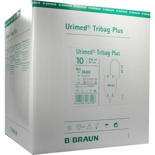 Urimed Tribag Plus Urin-Beinbtl.500ml steril20cm, 10 ST