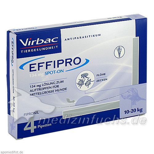 EFFIPRO 134 mg Pip.Lsg.z.Auftropf.f.mittelgr.Hund, 4 ST