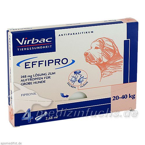 EFFIPRO 268 mg Pip.Lsg.z.Auftropf.f.gr.Hunde, 4 ST