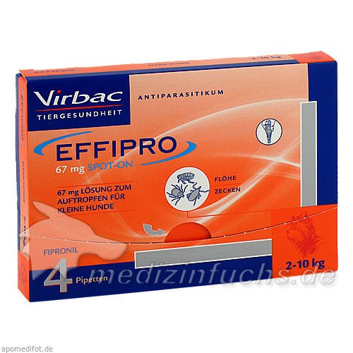 EFFIPRO 67 mg Pip.Lsg.z.Auftropf.f.kl.Hunde, 4 ST