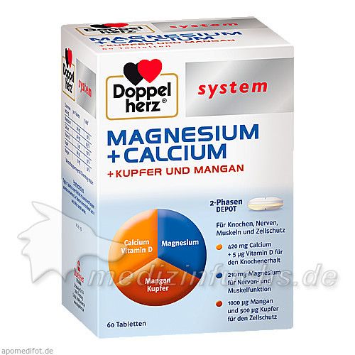 Doppelherz Magnesium+Calcium+Kupfer u Manga system, 60 ST