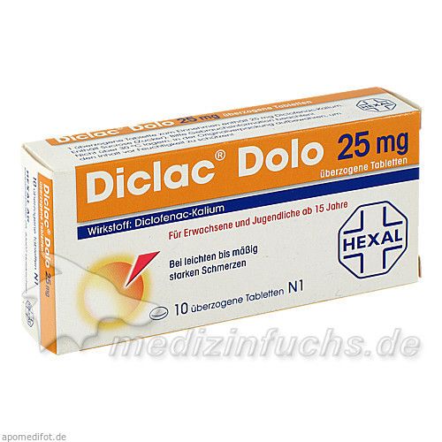 Diclac Dolo 25mg überzogene Tabl., 10 ST