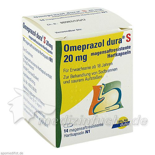 Omeprazol dura S 20mg, 14 ST