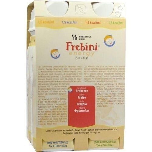 Frebini energy DRINK Erdbeere Trinkflasche, 4X200 ML