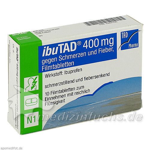 ibuTAD 400mg gegen Schmerzen und Fieber Filmtabl., 10 ST