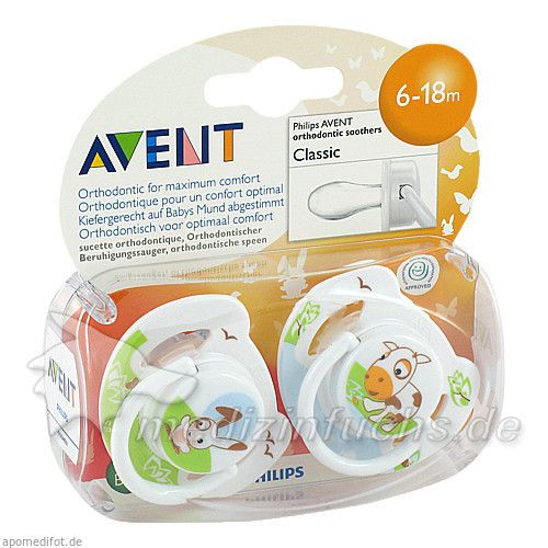 AVENT Beruhigungssauger 6m-18m Tiermotive, 2 ST